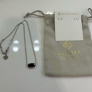 Kendra Scott Black Pendant Necklace - Silver Chain
